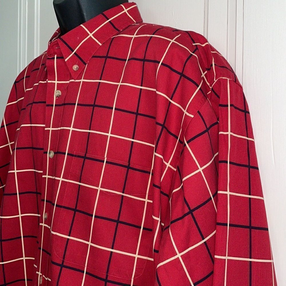 Natural Issue red, black & cream checked long sleeved cotton shirt - Picture 3 of 8